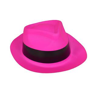 [FUN63553] Neon Pink Plastic Borsalino Hat