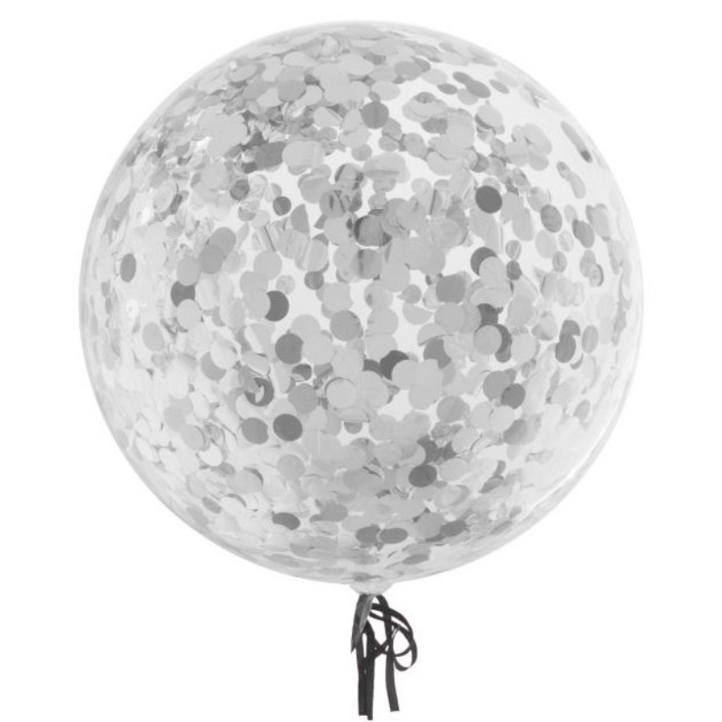 Ballon bubble 18" avec confettis argentés