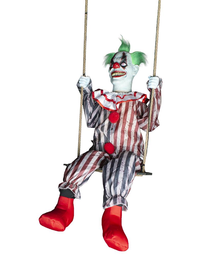 [FUN94118] Animated Scary Clown on Swing with Light, Sound and Movement