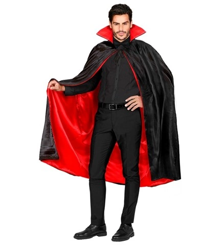 [WID3586F] Cape de luxe noire et rouge avec col