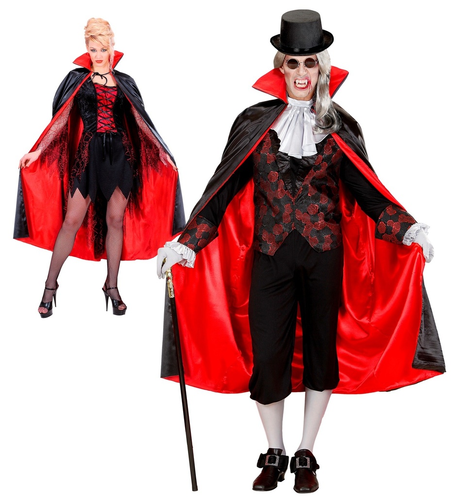 Cape de luxe noire et rouge avec col