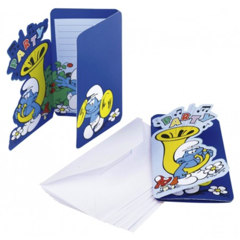 [JAC552182] Schtroumpfs 6 Invitations-enveloppes