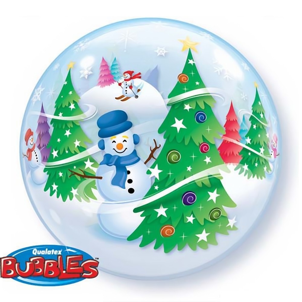 Ballon bubble de Noël avec bonhomme de neige