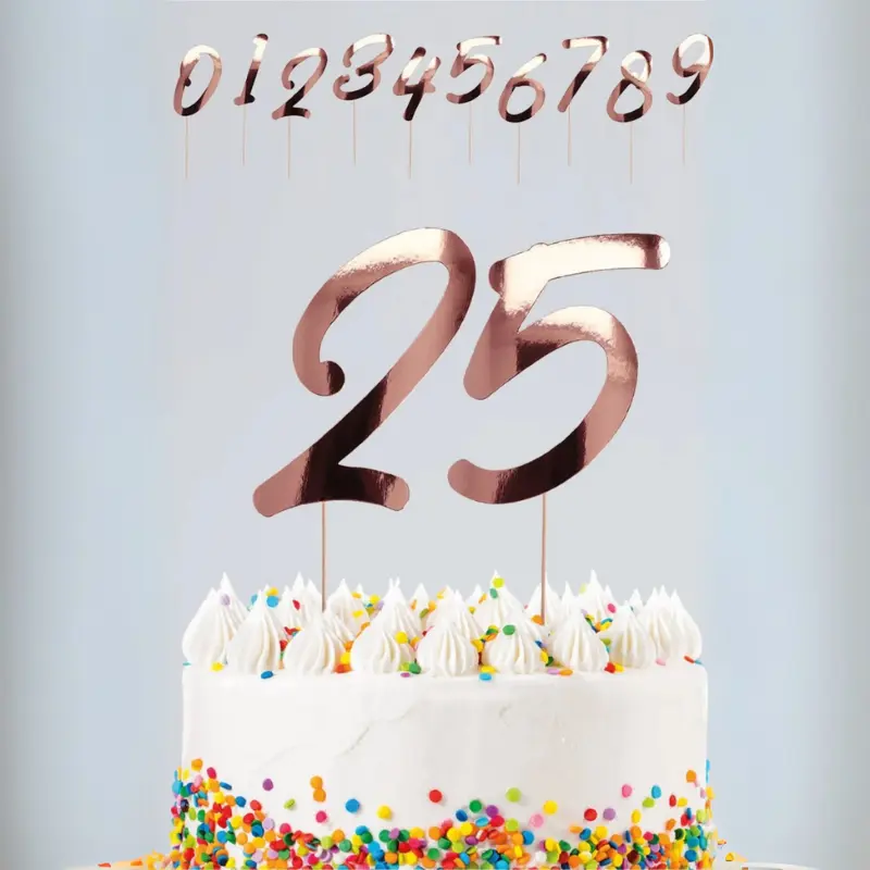 [FOL67004] 20 Cake Topper Zahlen Roségold