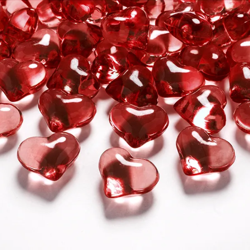Cœurs en cristal rouge, paquet de 30