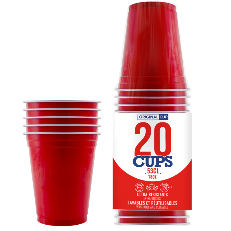 [ORIGR53-20] 20 Gobelets Beer Pong Rouges 53cl