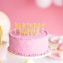 Bougies "Happy Birthday" paillettes or