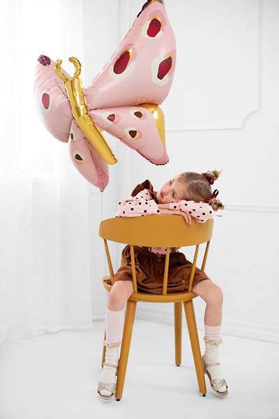 Ballon alu Papillon rose et or, 120 x 87 cm