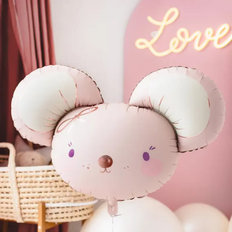 Ballon alu petite souris rose 75 x 46 cm
