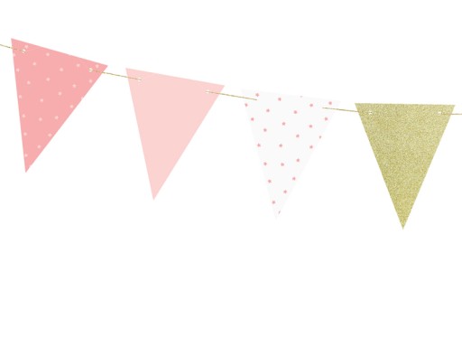 [PARFLG7-081RM] Guirlande Fanions Roses et Gold - 1,3 mètres