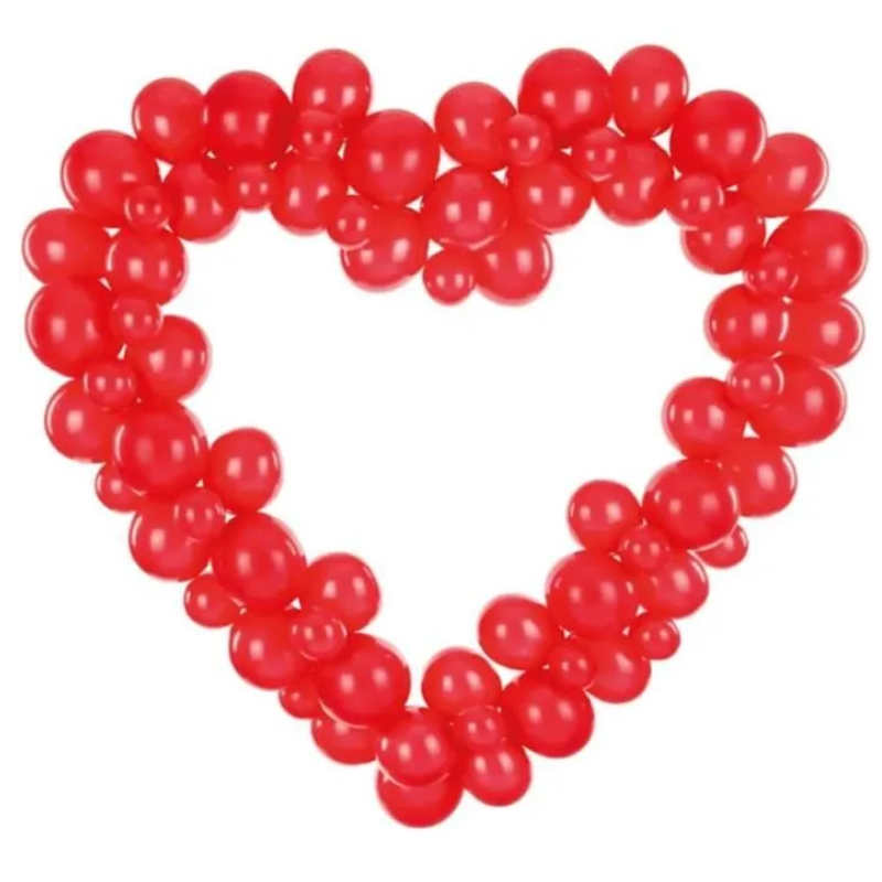 Kit DIY guirlande ballons coeur rouge, 160 cm