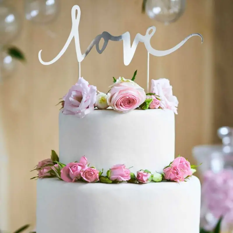 [PARKPT1-018] Cake Topper "Love", Argent 17 cm