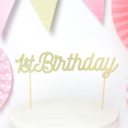 Cake Topper "1st Birthday" Goldglitzer
