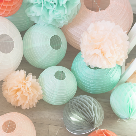 Boule Chinoise Papier, Vert Menthe- 20 cm