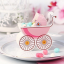 10 Gastgeschenkboxen Kinderwagen Rosa