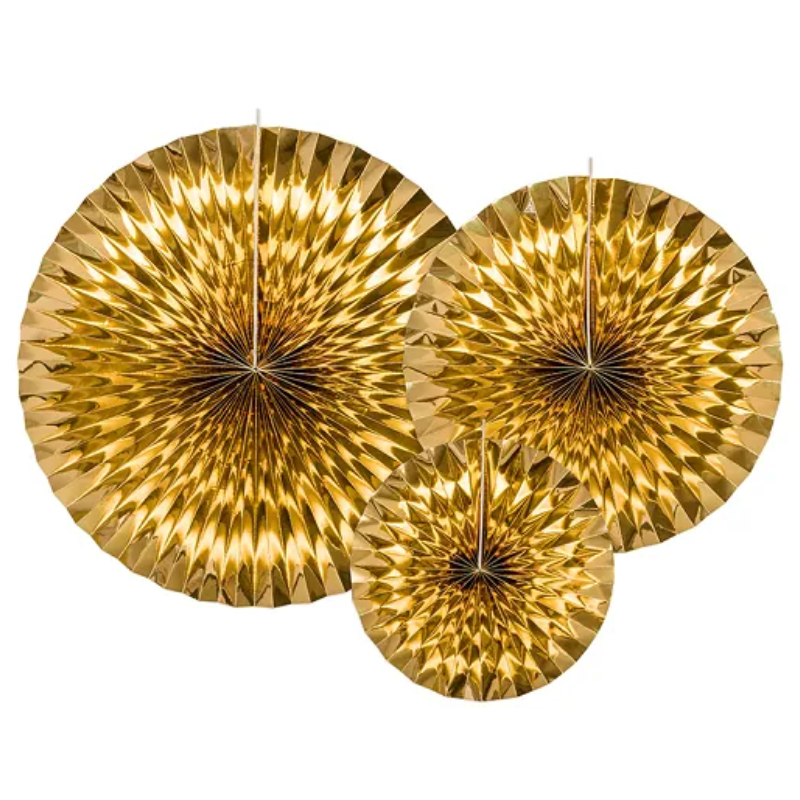 Rosettes décoratives or métal, paquet de 3