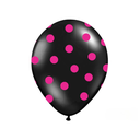 6 Ballons à pois noir et rose 