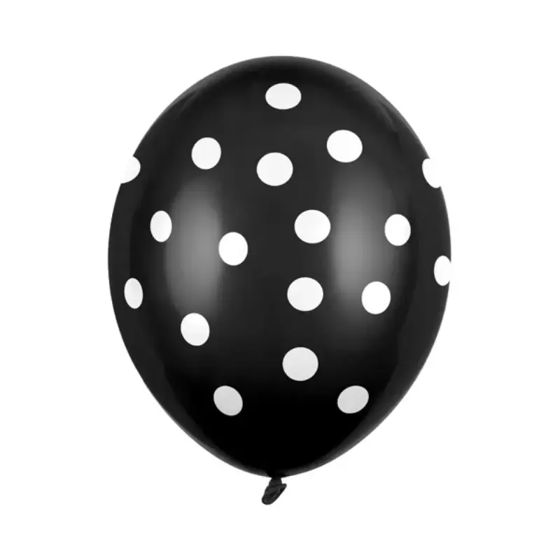 [PARSB14P-223-010W] 10 ballons latex 30 cm noir à pois blanc