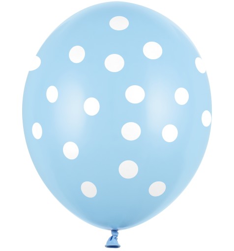 Balloons 30cm, Dots, Pastel Baby Blue, 6pcs