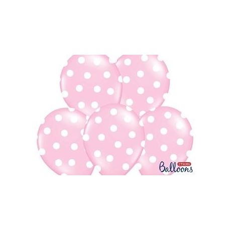 Balloons 30cm, Dots, Pastel Baby Pink, 6pcs