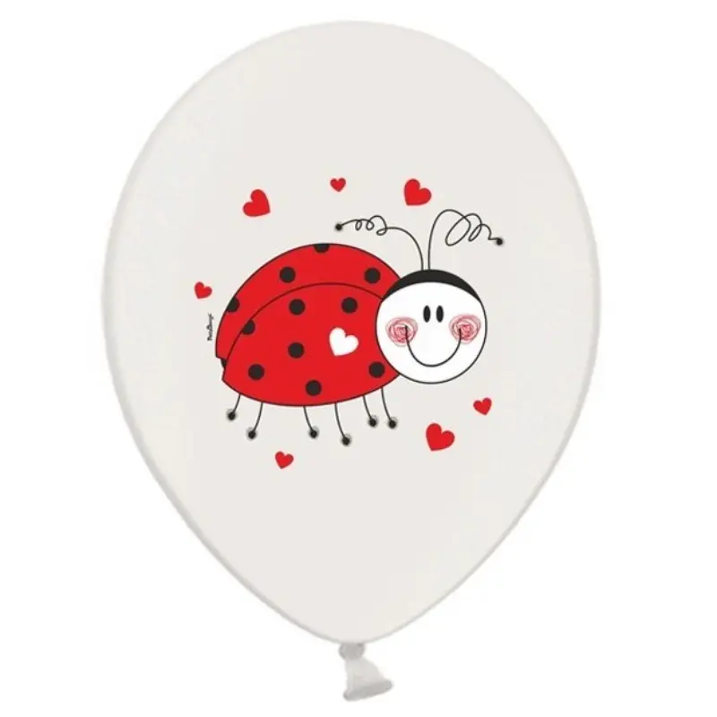 6 ballons latex 30 cm avec coccinelle 