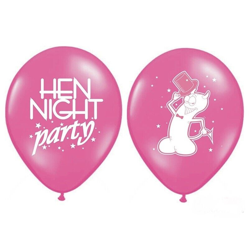 6 Ballons rose vif "Hen night party"
