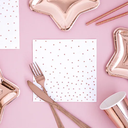 Serviettes blanches à pois rose gold, paquet de 20