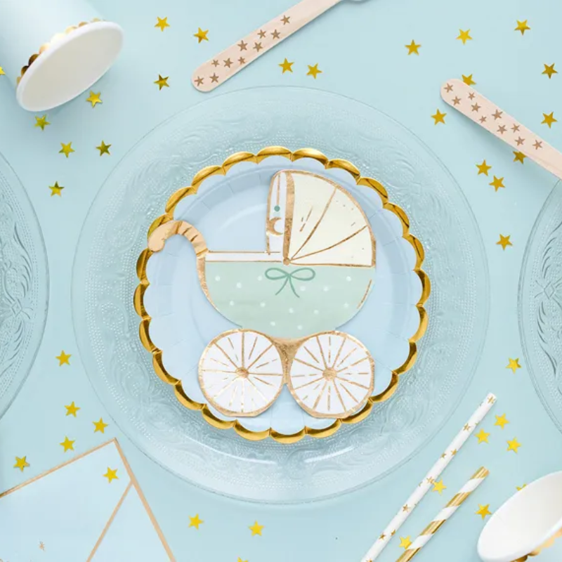 20 Serviettes poussette bleu