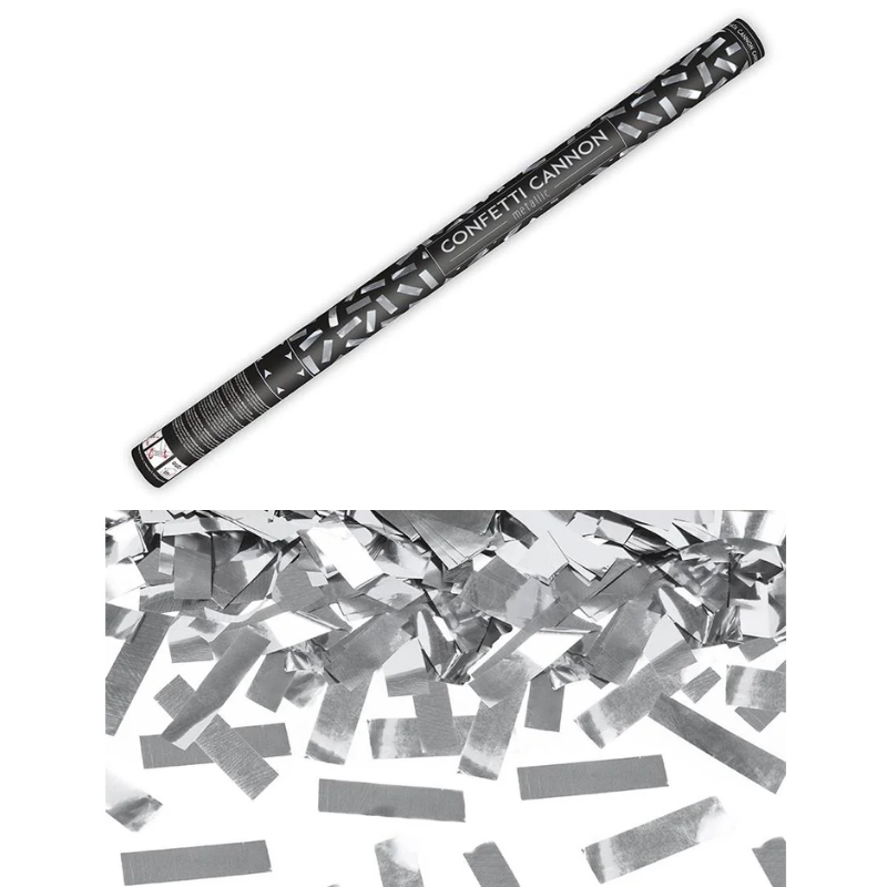 Canon à confettis argent métallisé