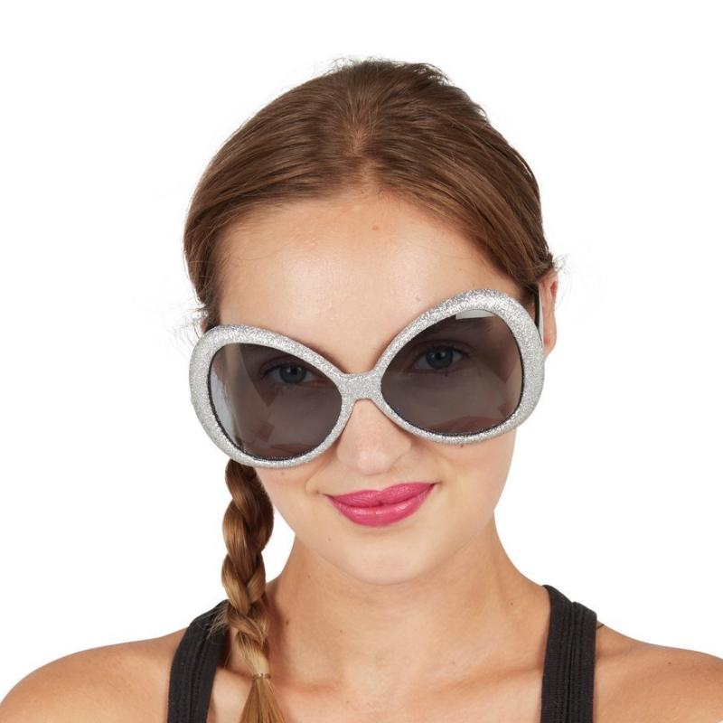 [PCL20033] Lunettes plastique paillettes disco - argent