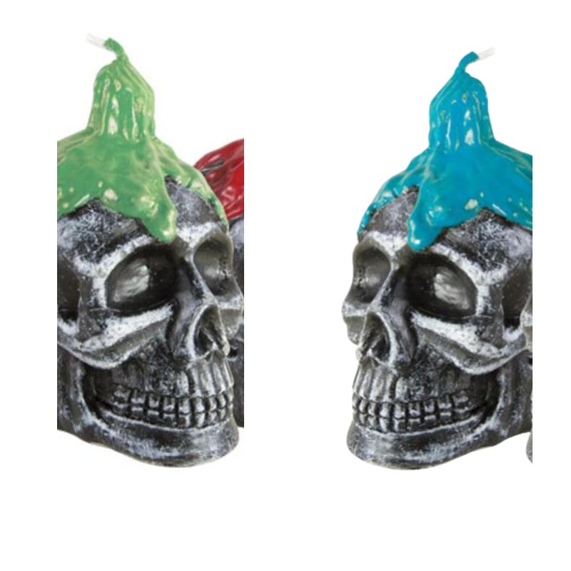 [PCL37900] Totenkopf-Kerze, H. 10 cm, 4-fach sortiert