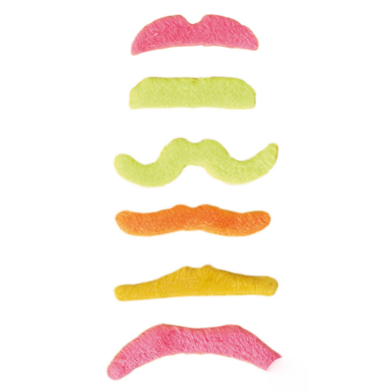Moustache fluo, lot de 6