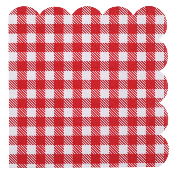Serviettes en papier vichy à carreau rouge et blanc