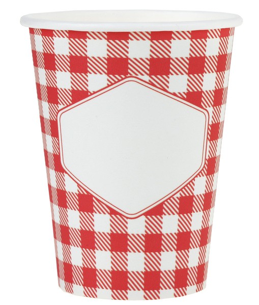 10 Gobelets vichy rouge et blanc