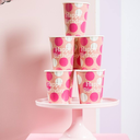 8 Gobelets "Happy Birthday" rose