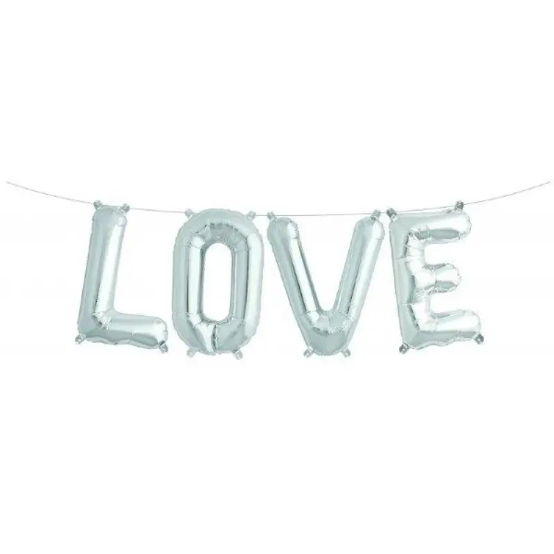 [PMS01244-01] Ballongirlande "Love" Silber
