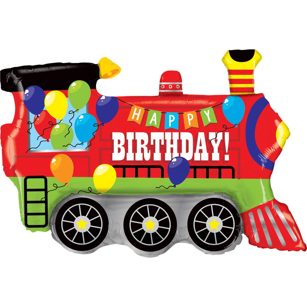 Ballon alu birthday party train 37"/94 cm - Grabo
