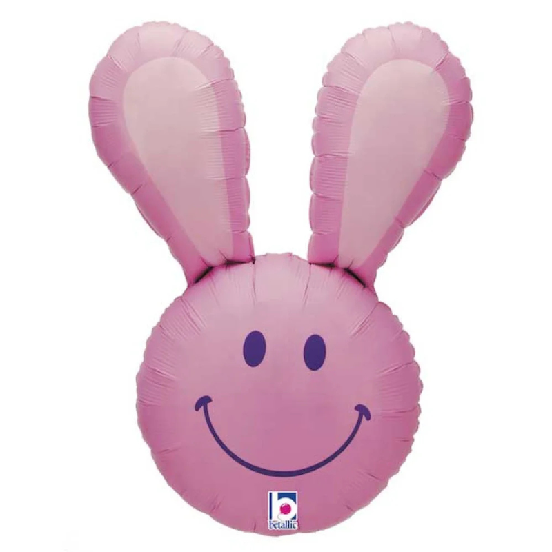 Ballon tête de lapin rose souriant 37"/93 cm - Grabo