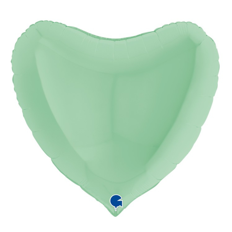 [PMSG180M01GR] Folienballon Herz, Mattes Pastellgrün 46 cm - Grabo