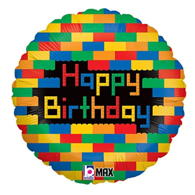 Ballon Alu Happy Birthday Lego 46 cm