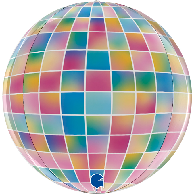 Multicoloured disco ball foil balloon 38 cm