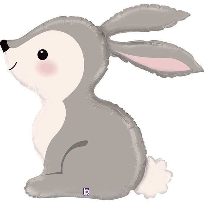 Ballon aluminium lapin gris assis 36"