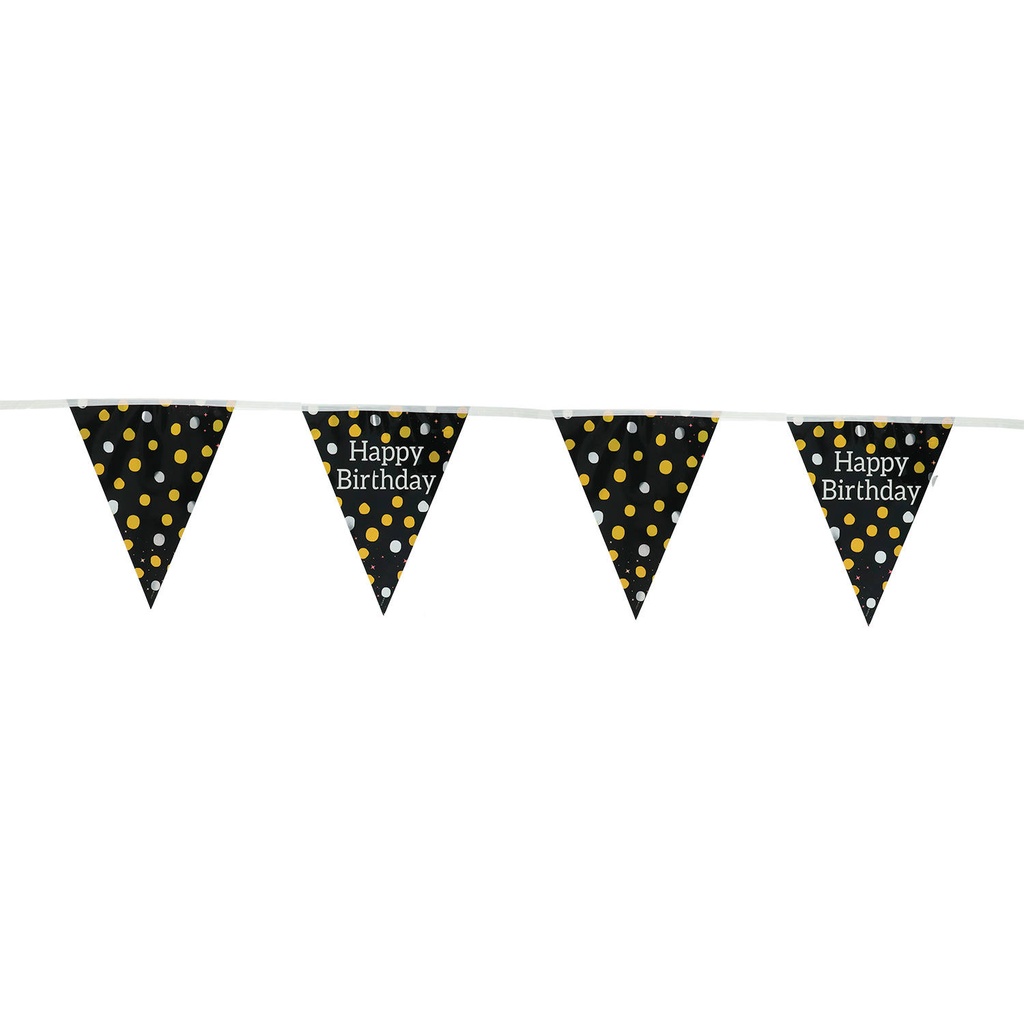 Guirlande à fanions "Happy Birthday" collection Glossy Black 4 m