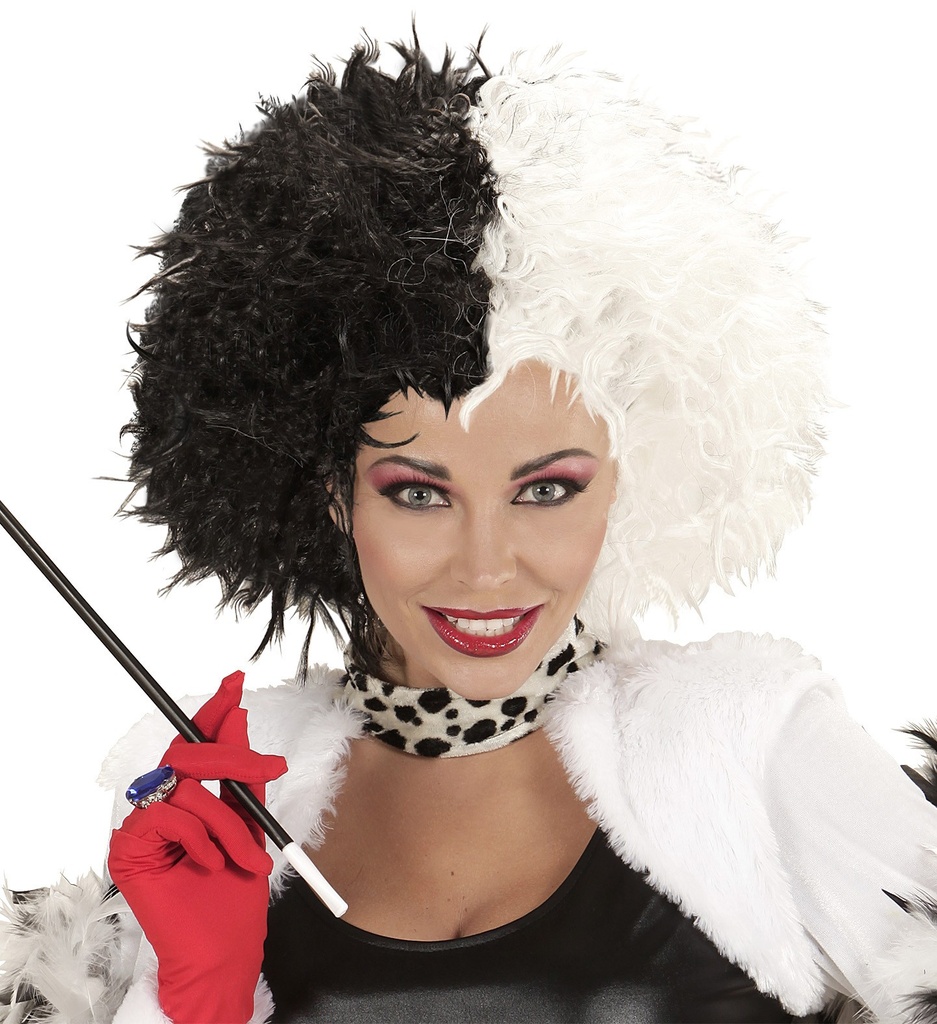 Perruque Cruella noire et blanche 