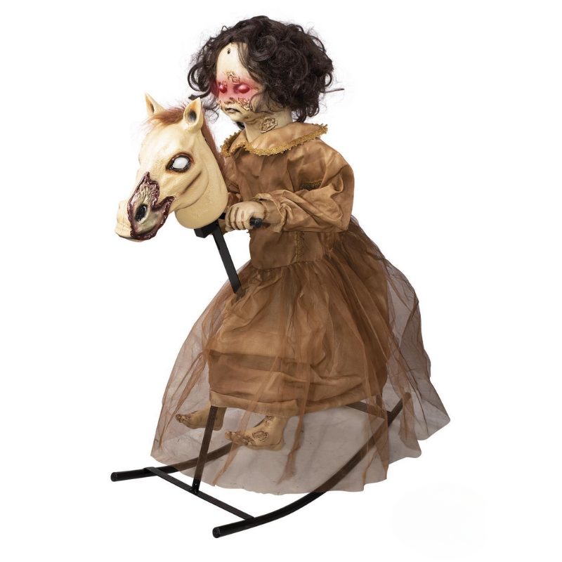 Animierte Figur Mädchen auf Schaukelpferd