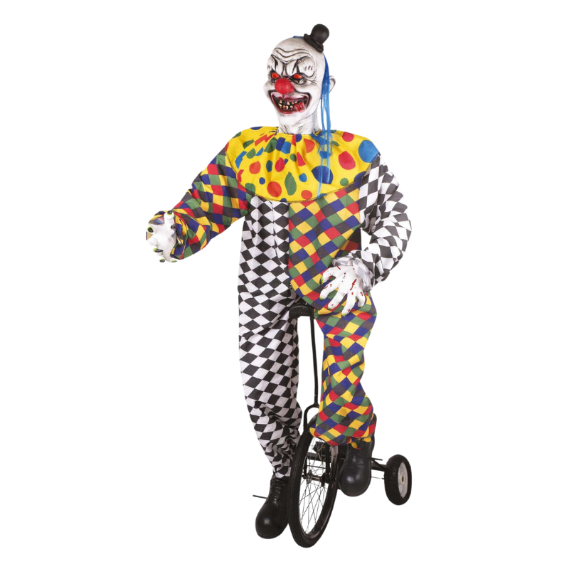 Clown terrifiant sur monocycle animé