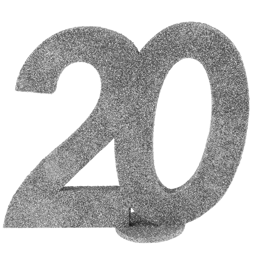 [SAN4752/20] 20th Birthday Table Centrepiece, Silver Glitter