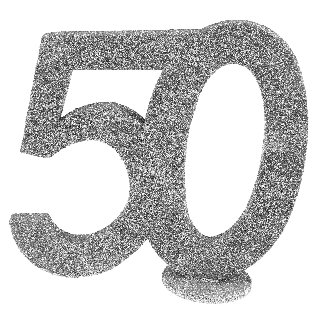 [SAN4752/50] 50th Birthday Table Centrepiece, Silver Glitter