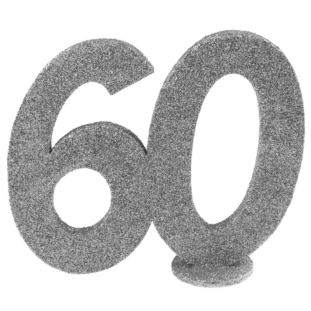 Centre de table 60 ans paillettes argent
