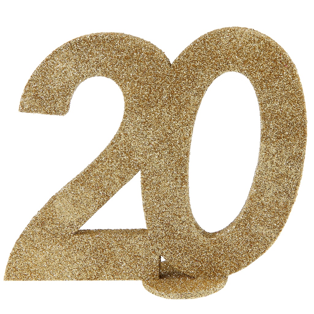 Centre de table 20 ans paillettes or
